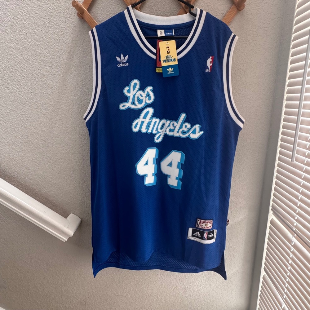 Adidas NBA Soul Swingman Lakers Jerry West 44 Jersey Blue Hardwood Classics *